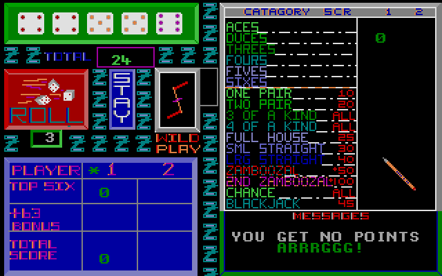 Zamboozal Poker Dice atari screenshot